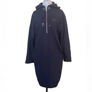 NWOT Brandblack L.A. Heavyweight Spacer Knit Hooded Zip Dress In  Black Medium